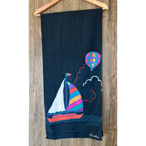 Maus & Hoffman Silk Scarf Rivellino Sail Boat Hot Air Balloon Multicolor‎ 58"